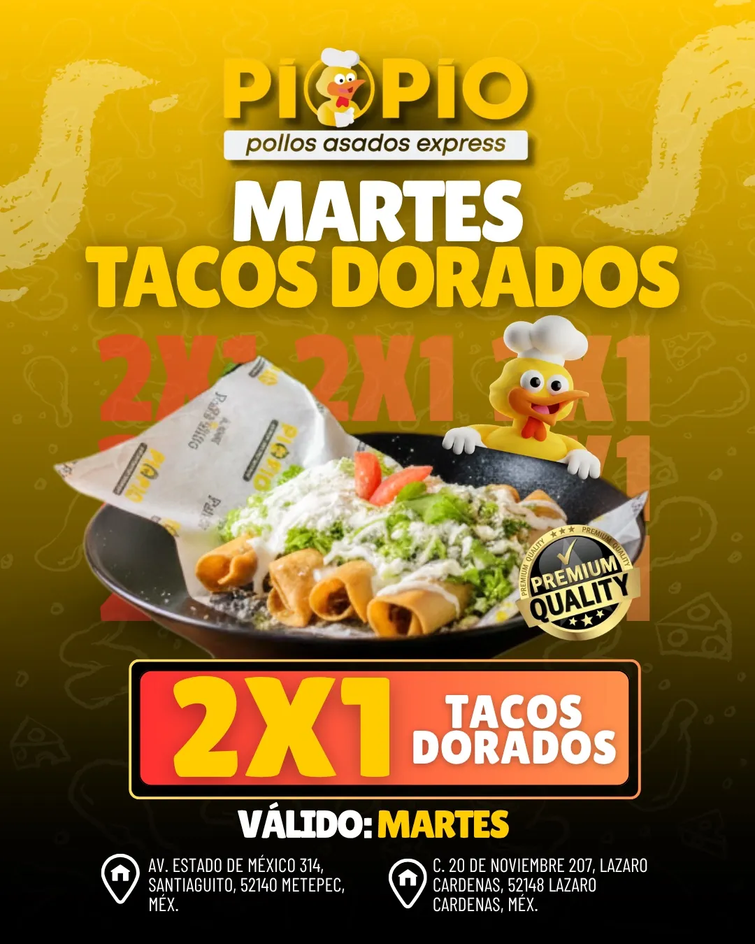 Martes de tacos dorados 2x1